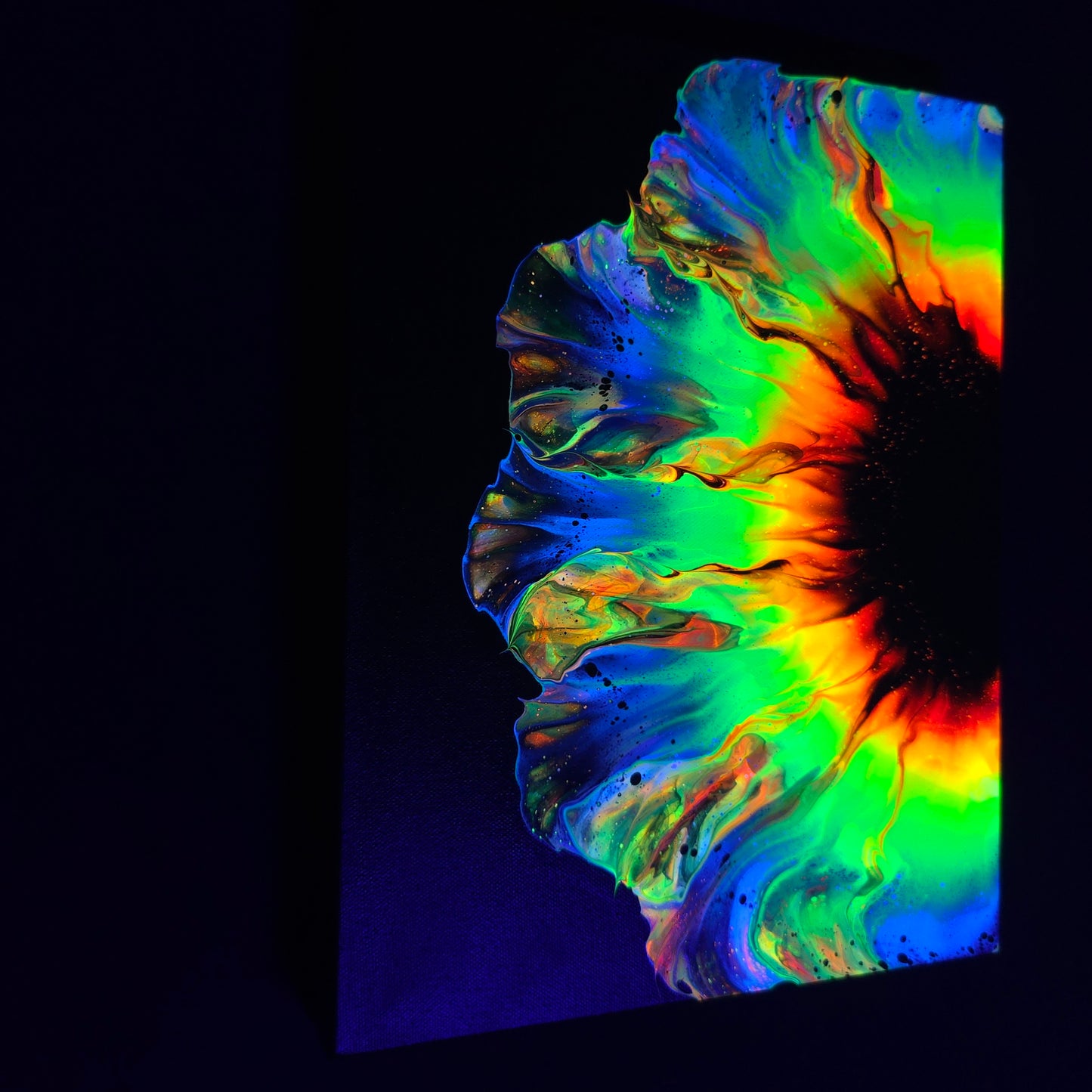 11x14 Gallery Wrapped Neon Flower Burst Painting
