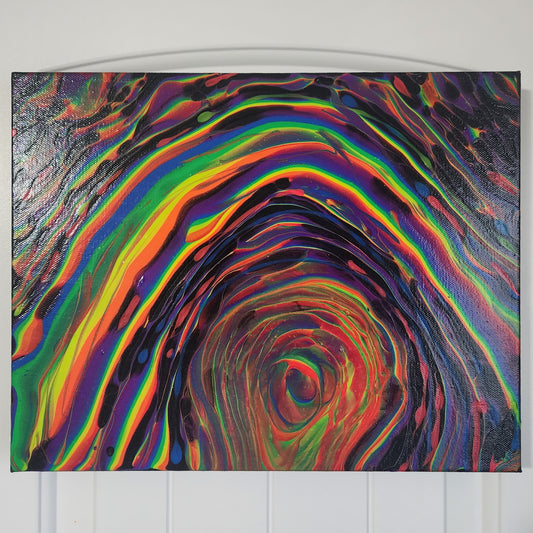 11x14 Gallery Wrapped Neon Rainbow Painting
