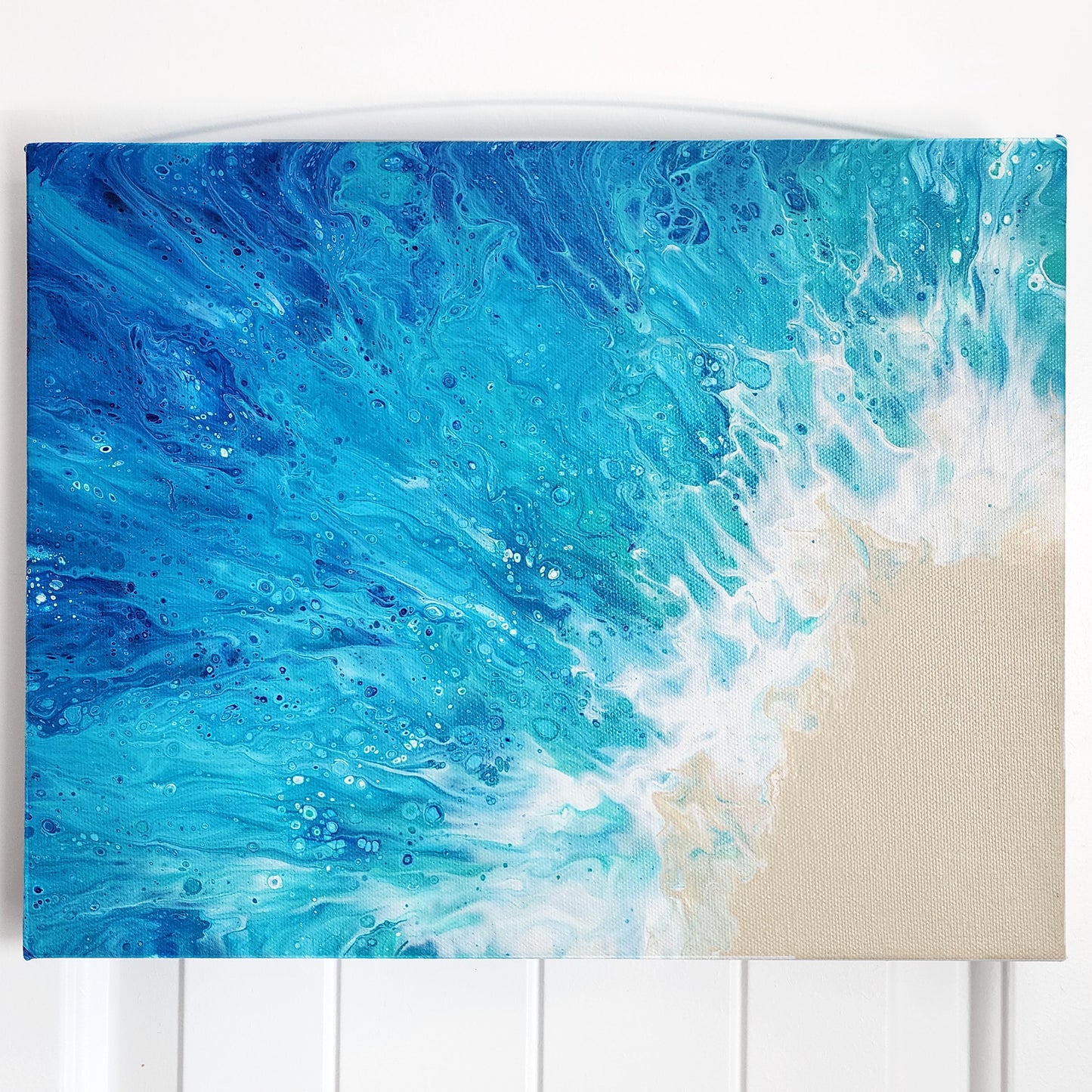 11x14 Gallery Wrapped Beach Pour Painting
