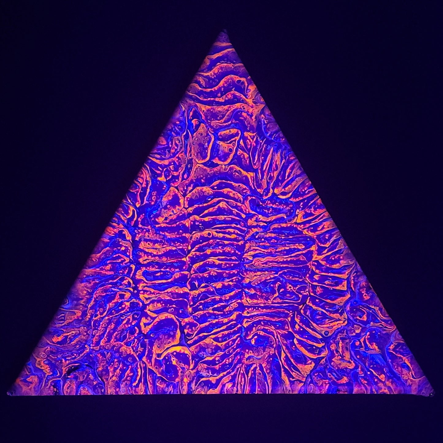 12 in. Triangle Abstract Neon Fluid Painting