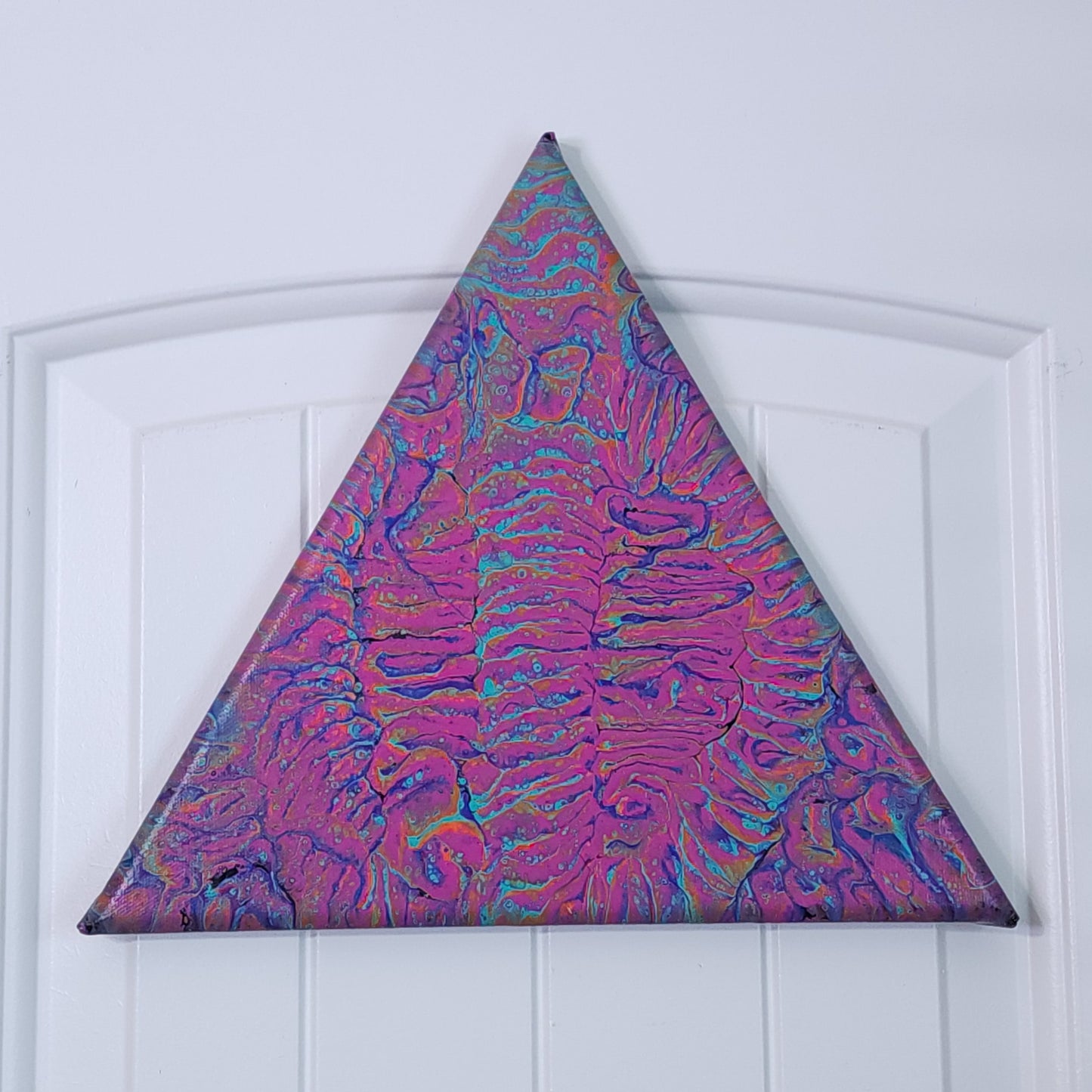 12 in. Triangle Abstract Neon Fluid Painting