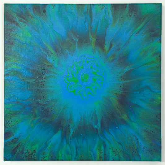 12x12 Neon Burst Fluid Painting