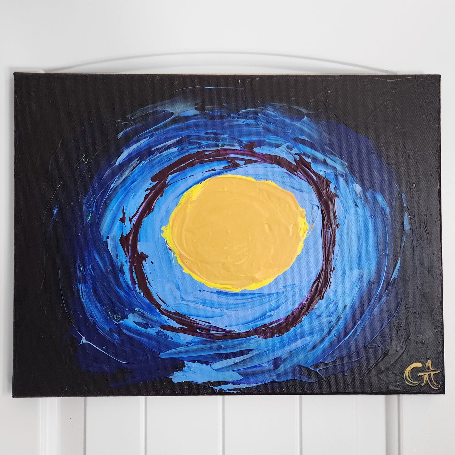 12x16 Abstract Dark Sun Painting