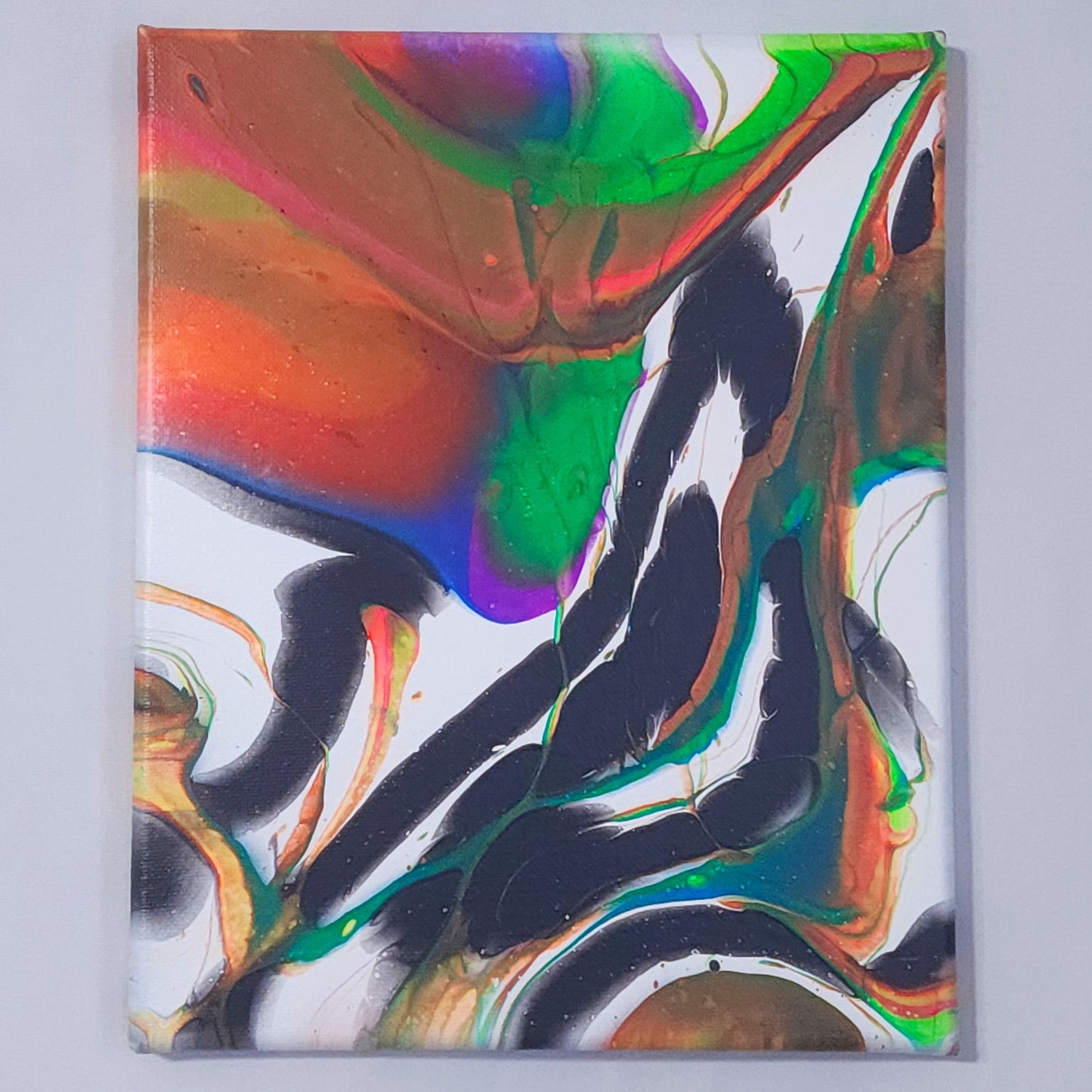 8x10 Splashed Neon Fluid Painting
