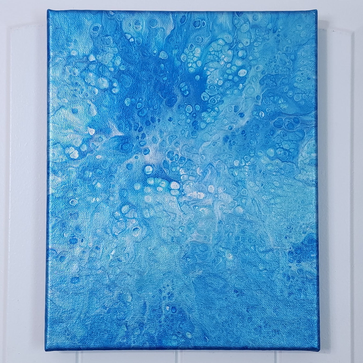 8x10 Metallic Blue Fluid Painting