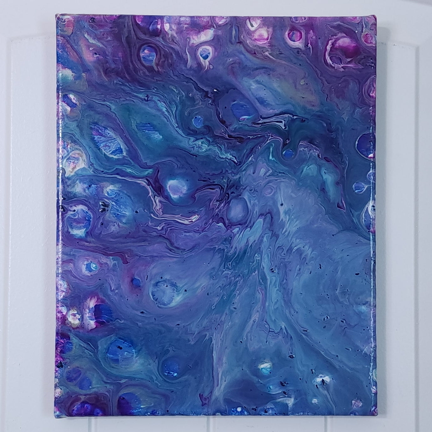 8x10 Abstract Peacock Fluid Painting
