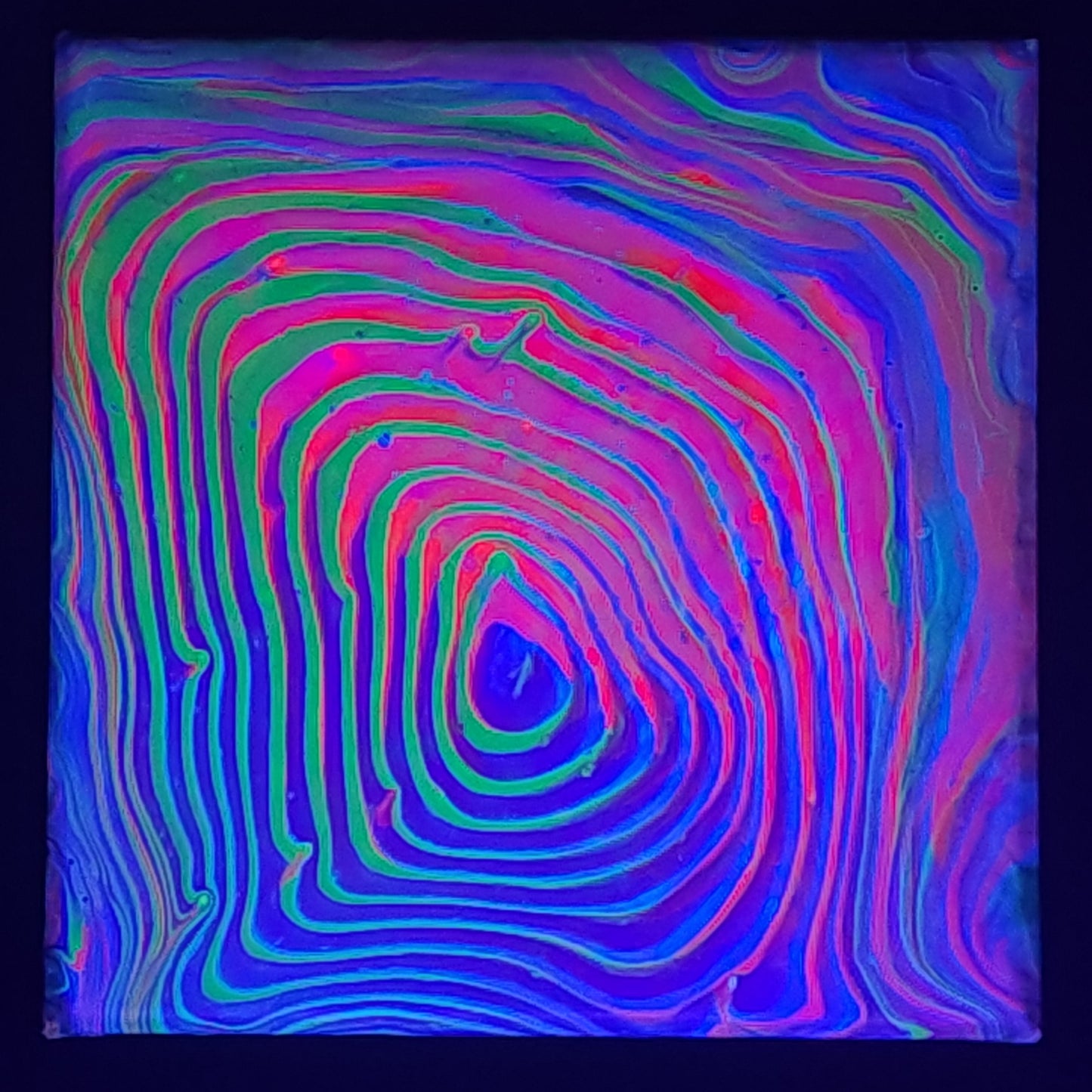 8x8 Neon Tree Ring Pour Painting