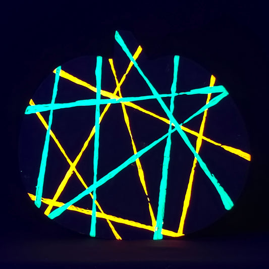 Neon Stripe Wood Pumpkin Decor