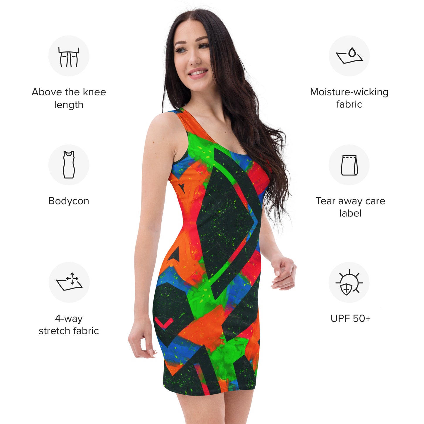 Neon Fracture Bodycon Dress