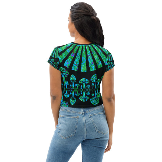 Sunshine & Shrooms (Green) Crop Tee