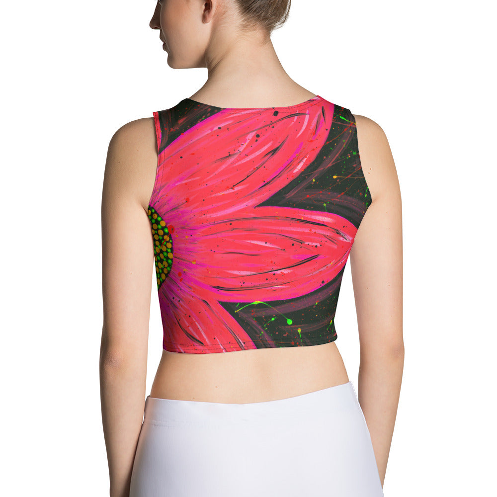 Neon Pink Flower Crop Top