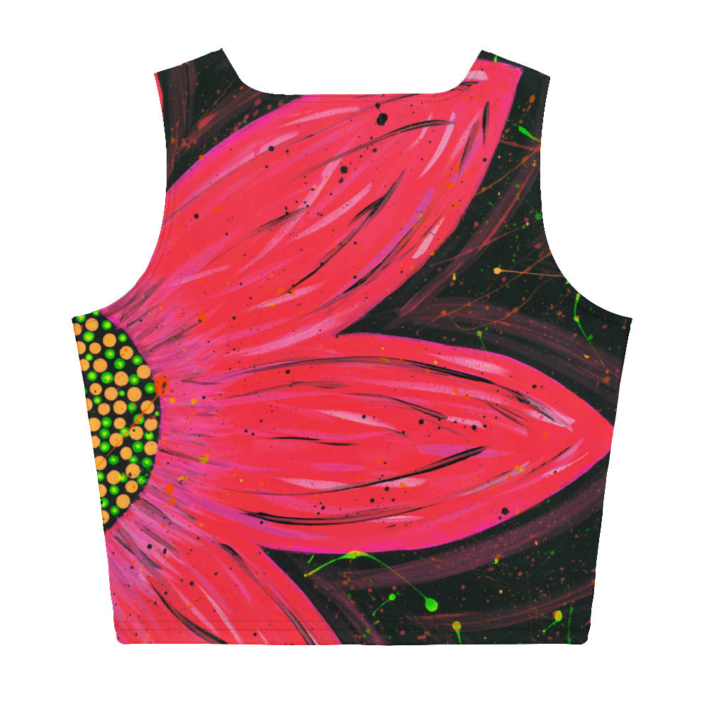 Neon Pink Flower Crop Top