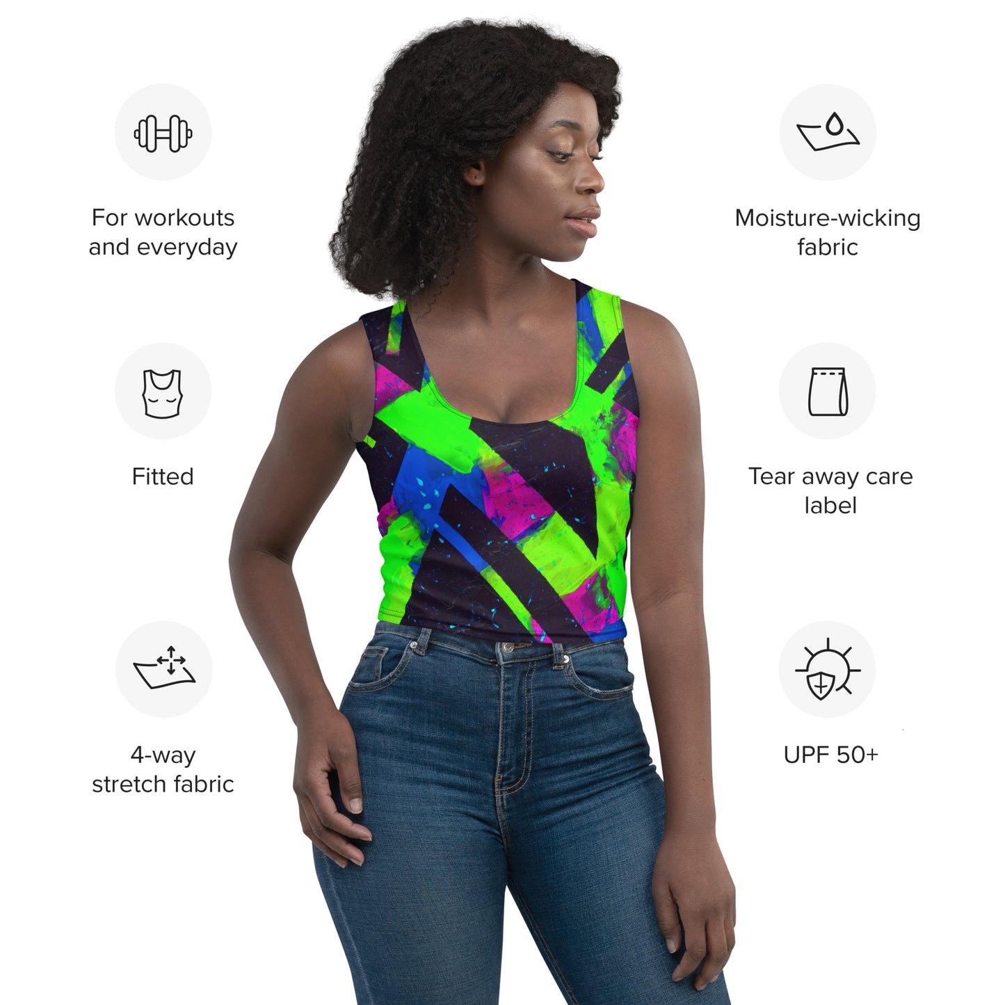 Neon Fracture 2 Crop Top