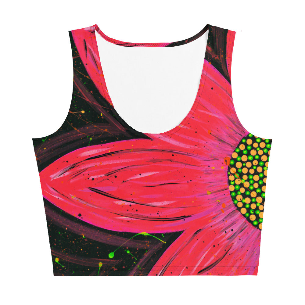 Neon Pink Flower Crop Top