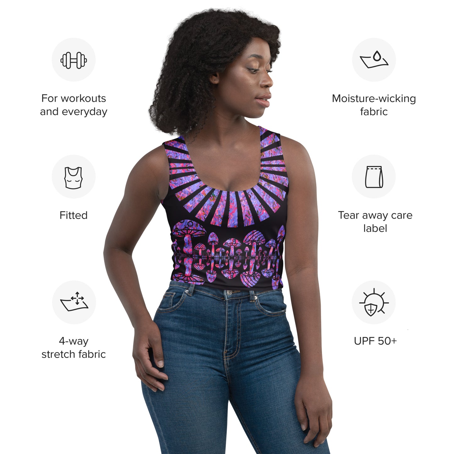 Sunshine & Shrooms (Purple) Crop Top