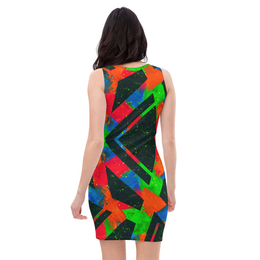 Neon Fracture Bodycon Dress