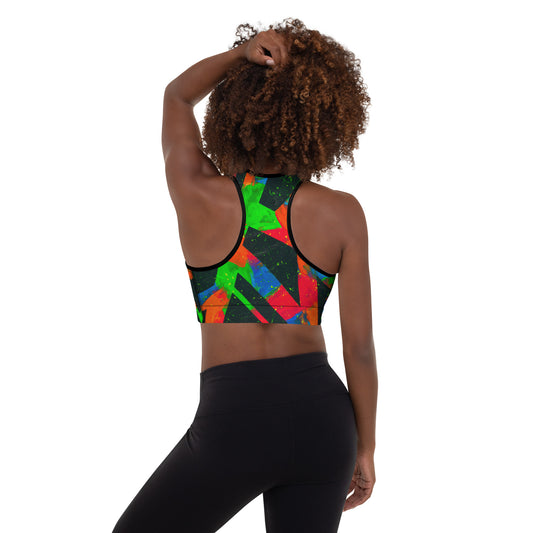 Neon Fracture Padded Sports Bra