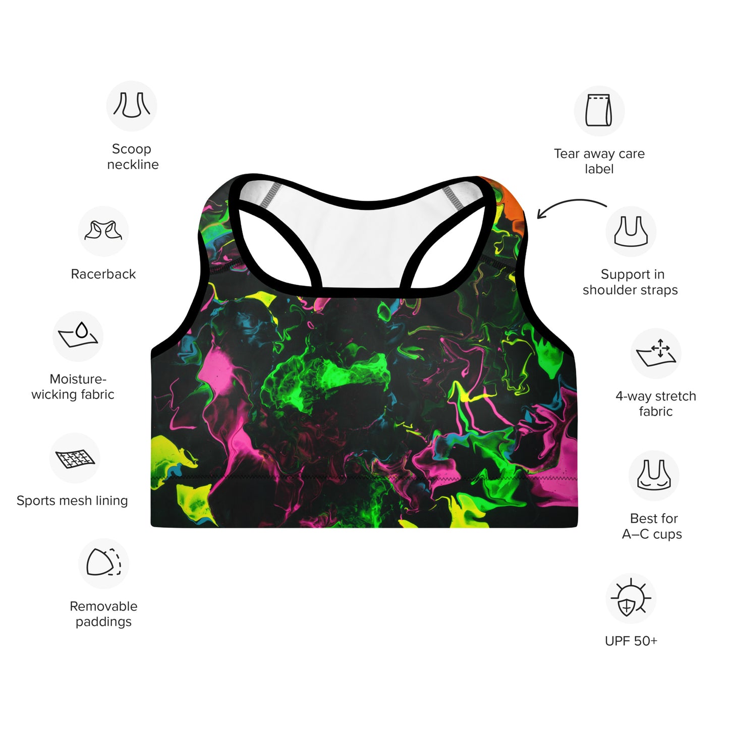 Neon Vapors Padded Sports Bra