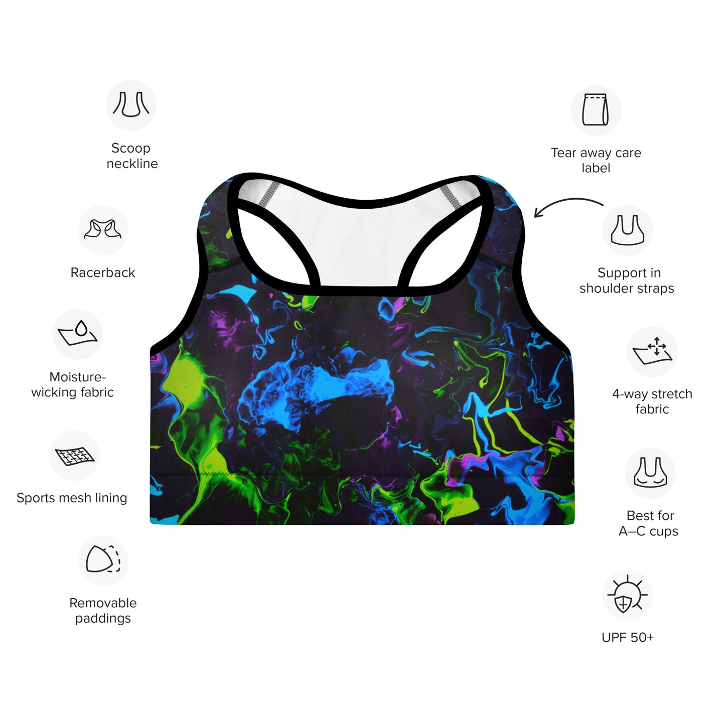 Neon Vapors 2 Padded Sports Bra