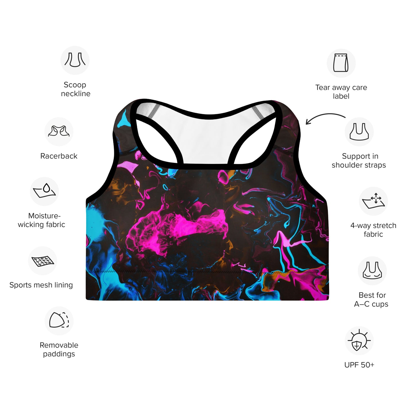 Neon Vapors 3 Padded Sports Bra
