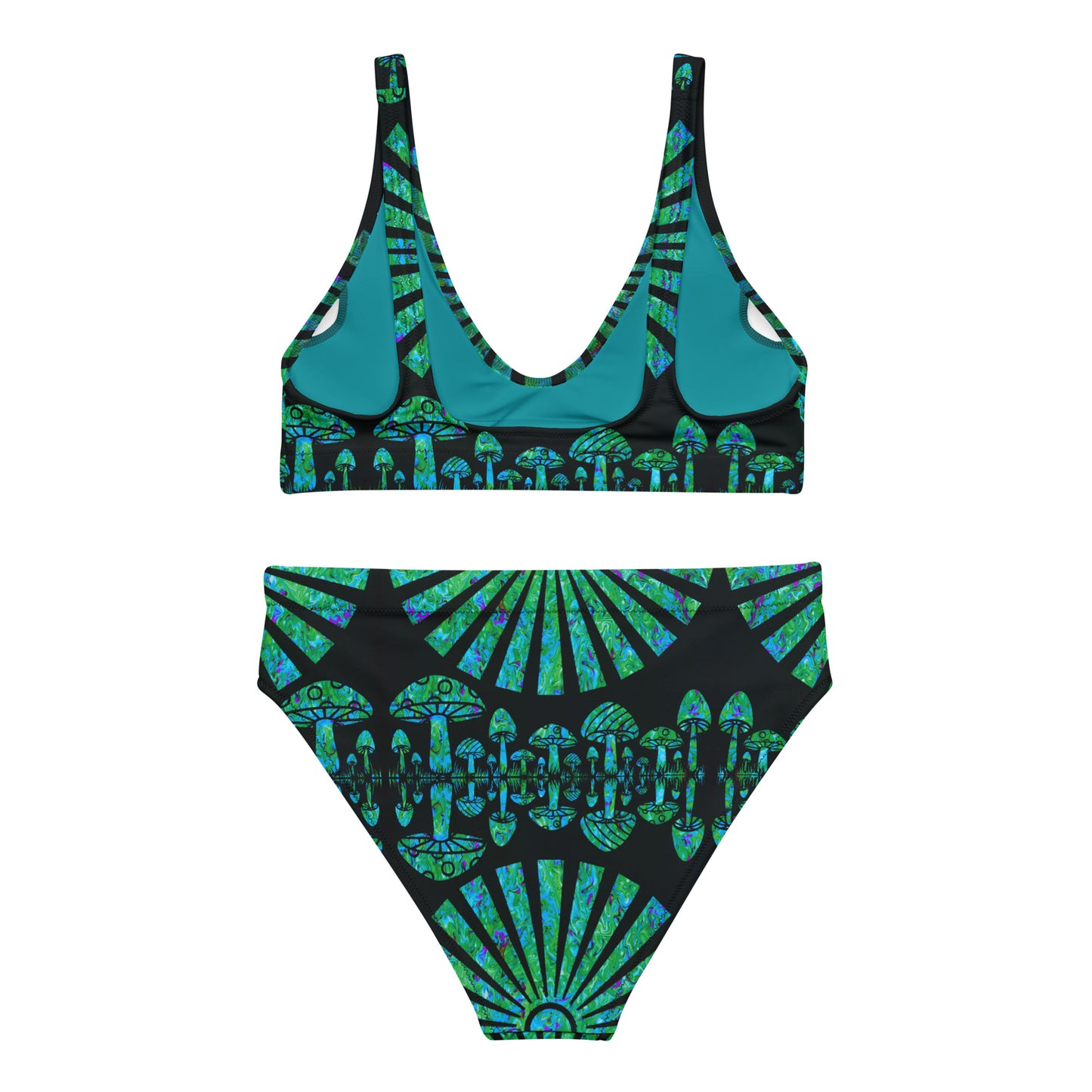 Sunshine & Shrooms (Green) Recycled High-Waisted Bikini