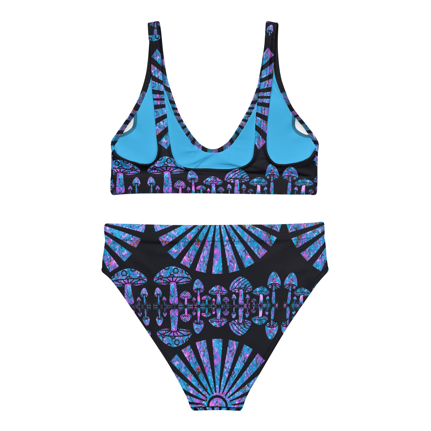 Sunshine & Shrooms (Blue) Recycled High-Waisted Bikini