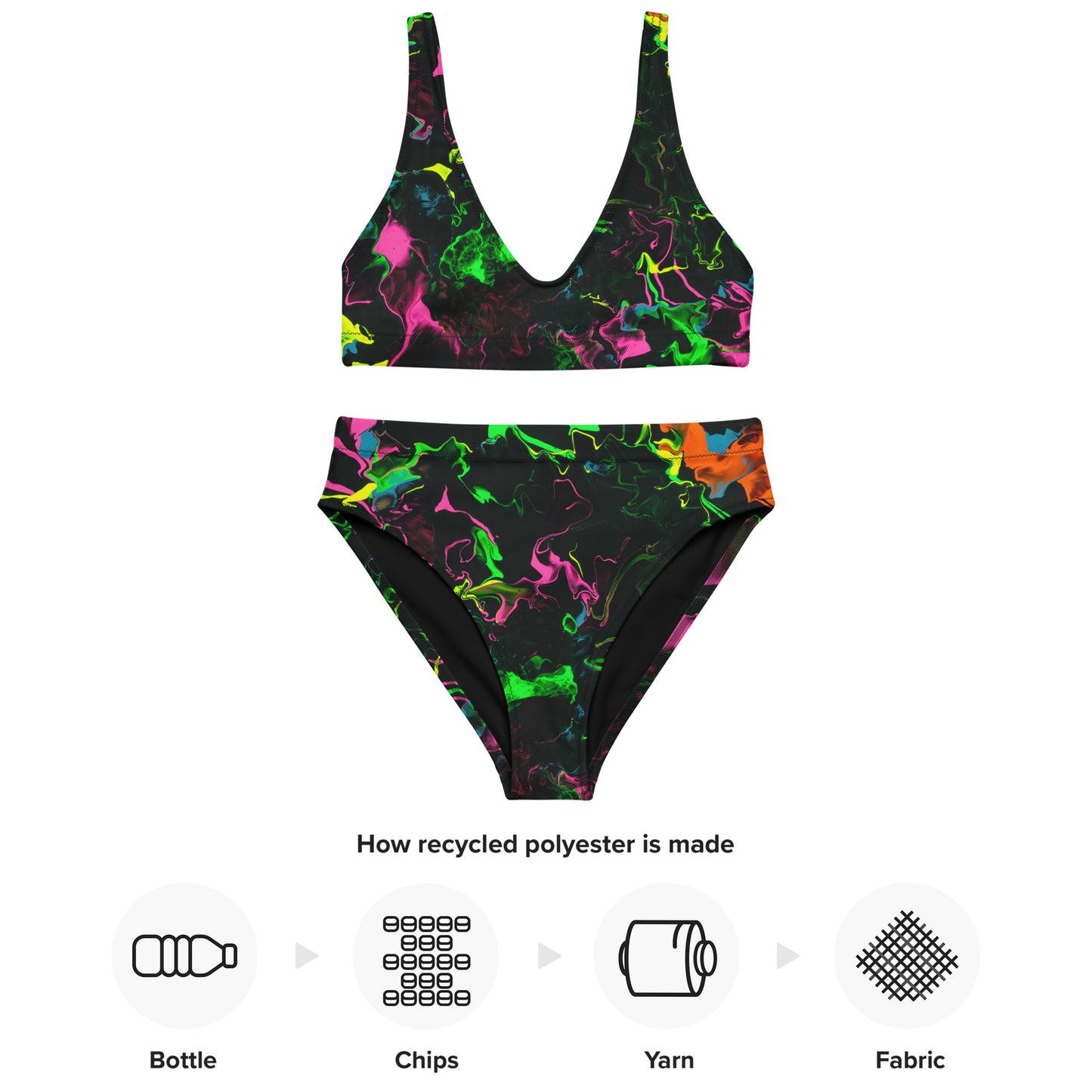 Neon Vapors Recycled High-Waisted Bikini