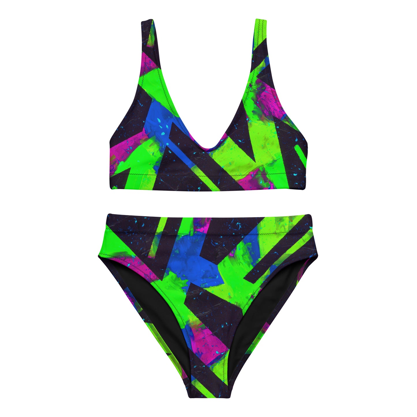 Neon Fracture 2 Recycled High-Waisted Bikini