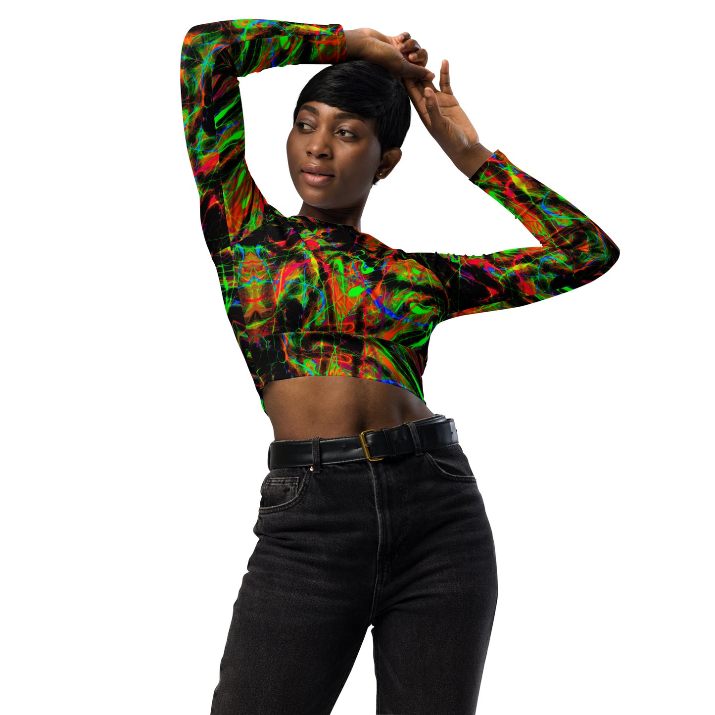90s Vibe Recycled Long-Sleeve Crop Top