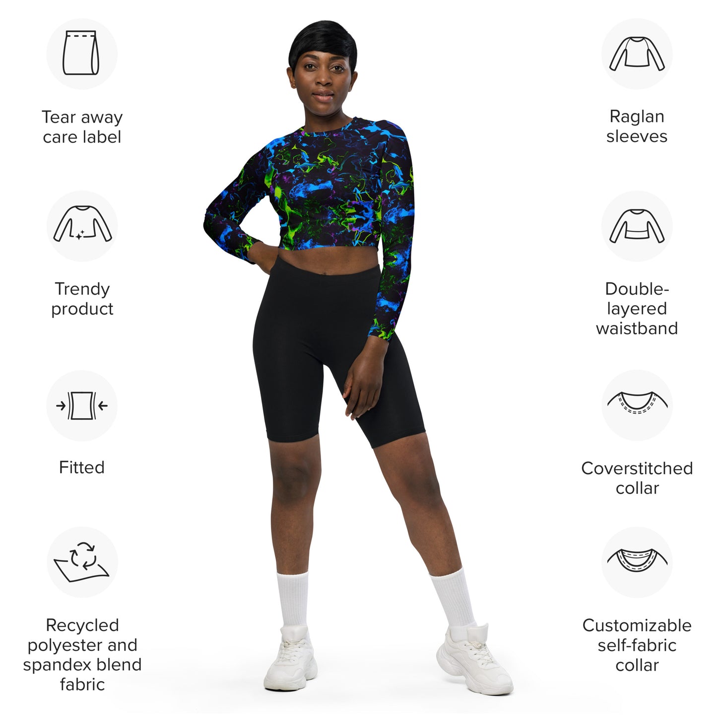 Neon Vapors 2 Long-sleeve Crop Top