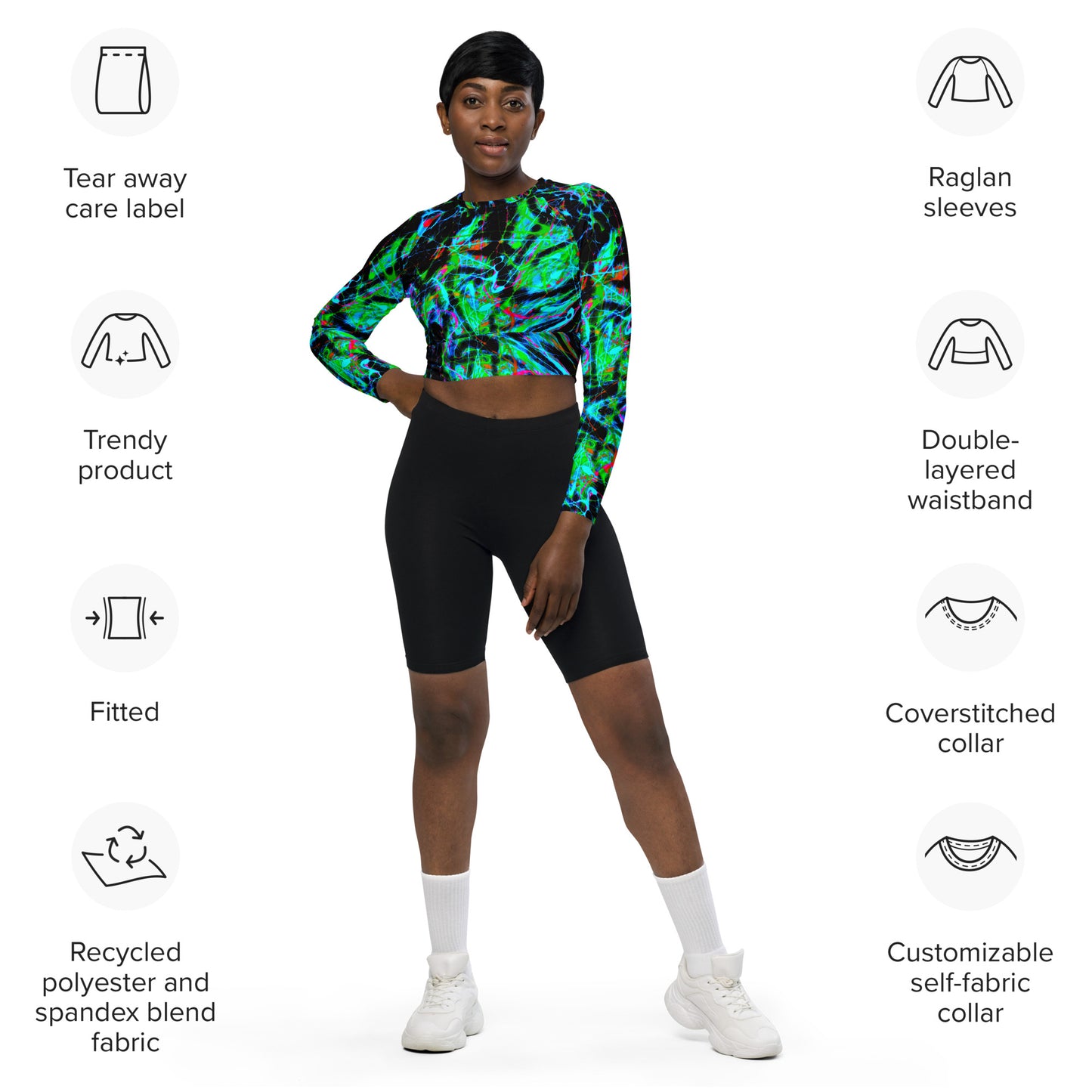 90s Vibe 2 Recycled Long-Sleeve Crop Top
