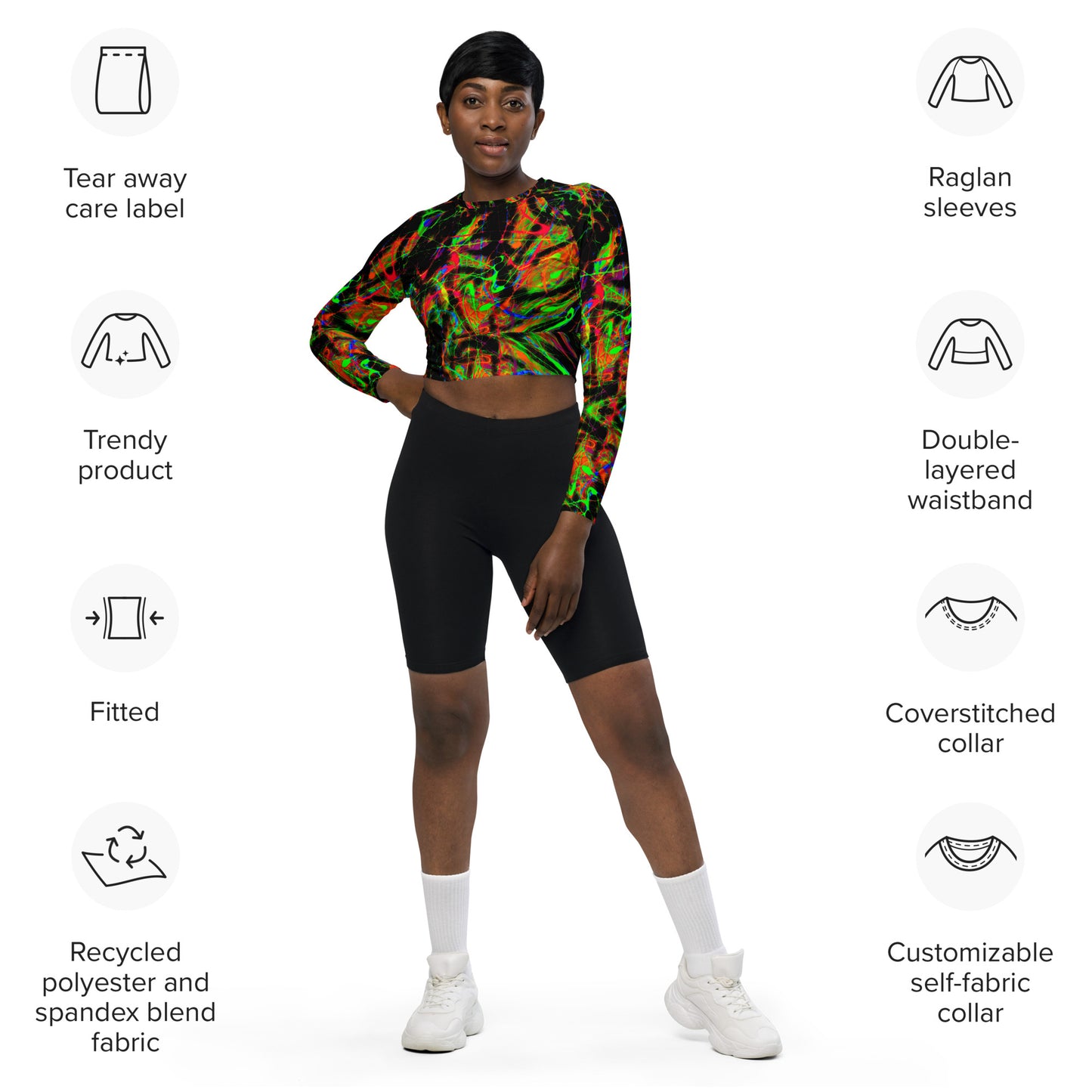 90s Vibe Recycled Long-Sleeve Crop Top