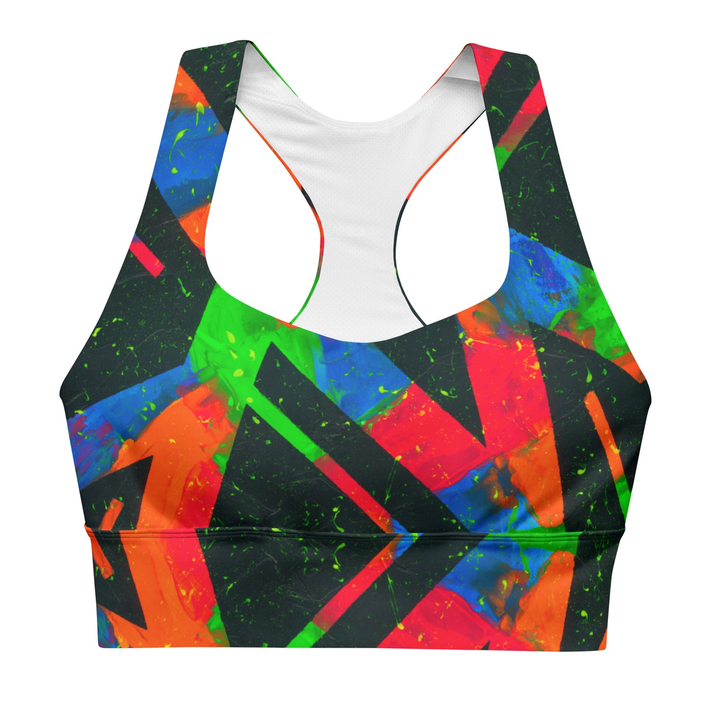 Neon Fracture Recycled Longline Sports Bra