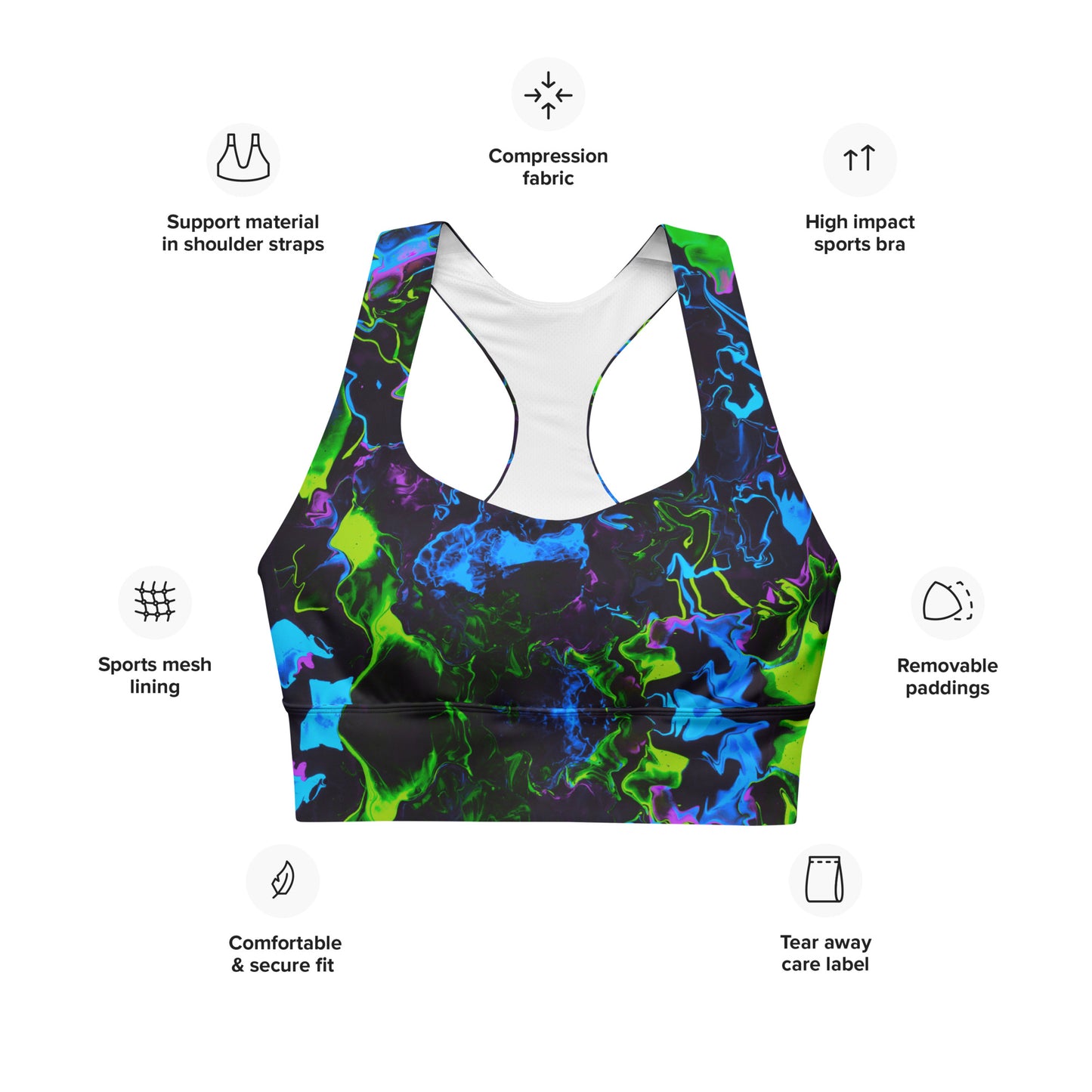 Neon Vapors 2 Recycled Longline Sports Bra