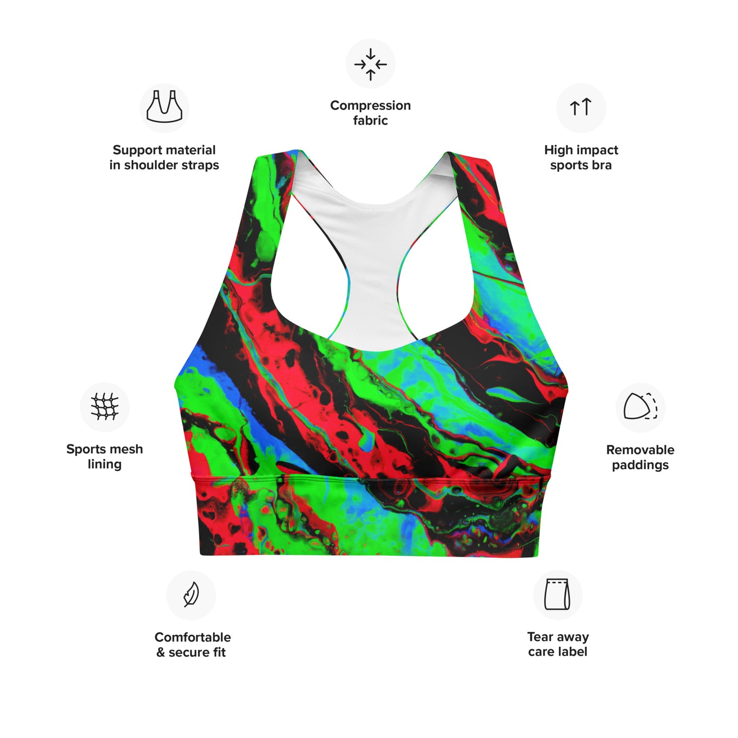 Toxic Decay Recycled Longline Sports Bra