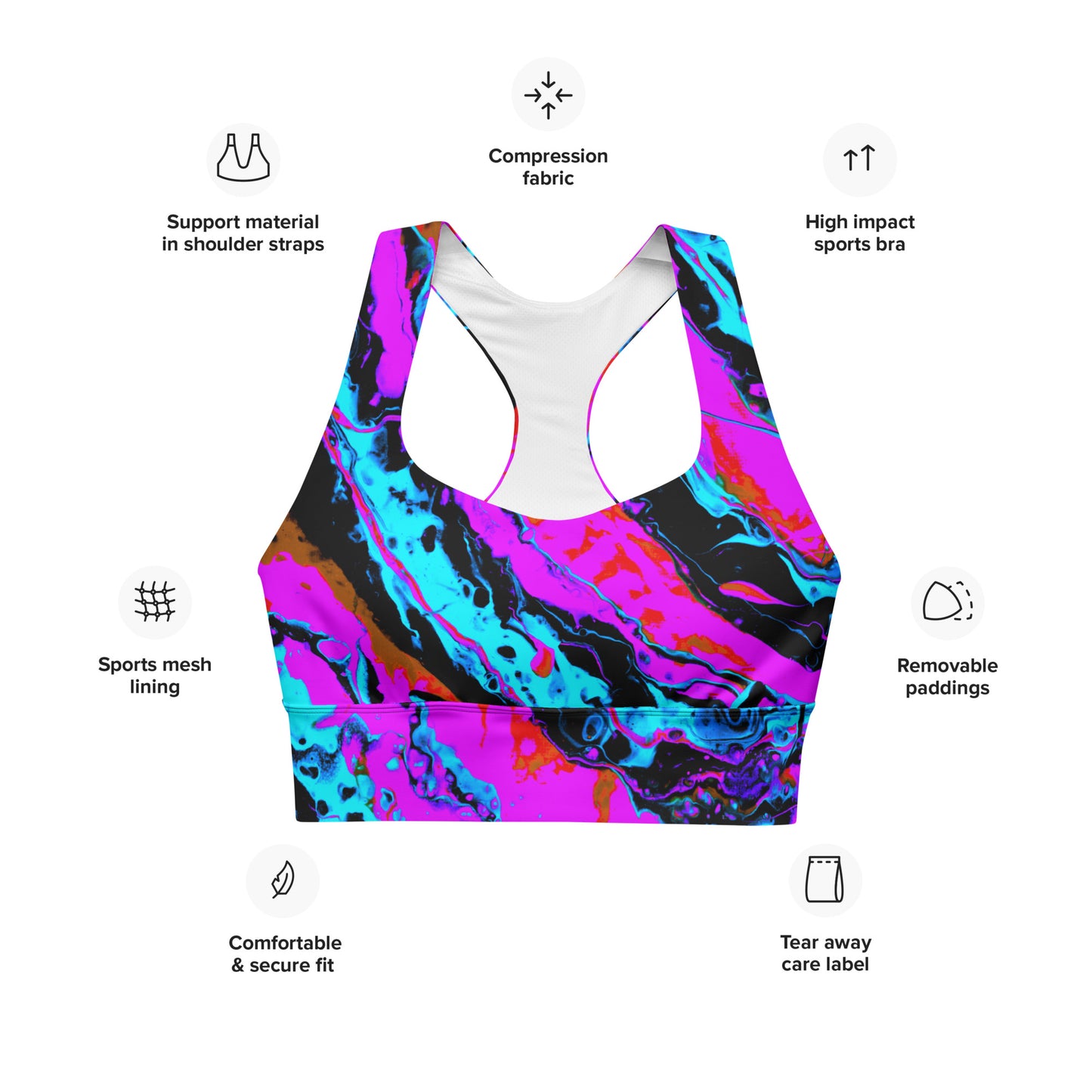 Toxic Decay 2 Recycled Longline Sports Bra