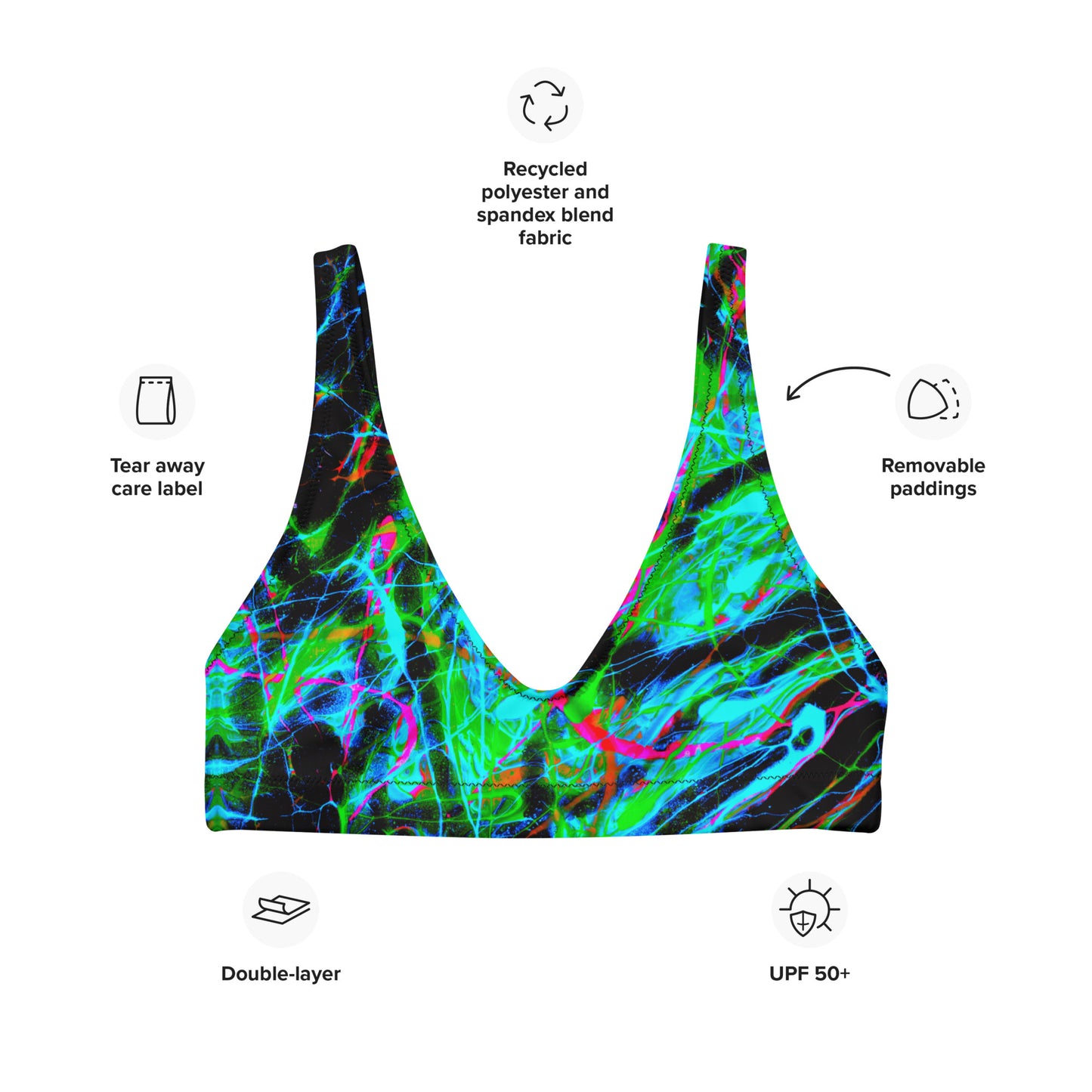 90s Vibe 2 Recycled Padded Bikini Top