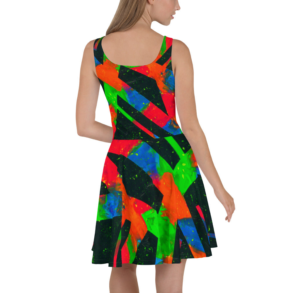 Neon Fracture Skater Dress