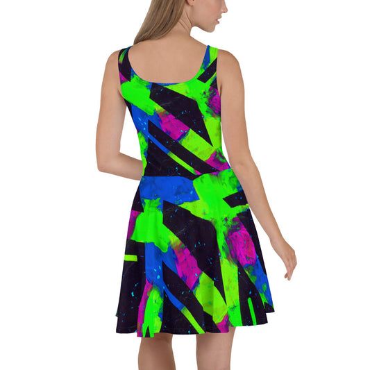 Neon Fracture 2 Skater Dress