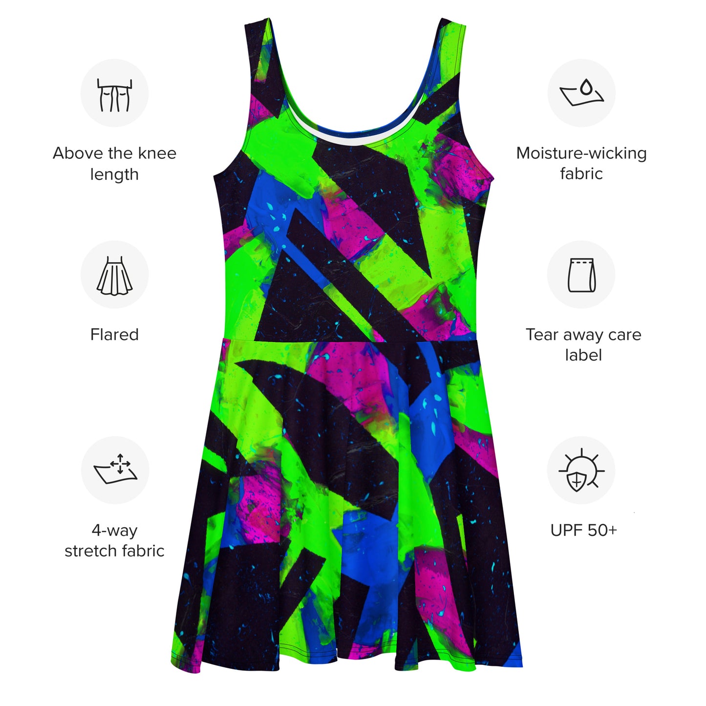 Neon Fracture 2 Skater Dress