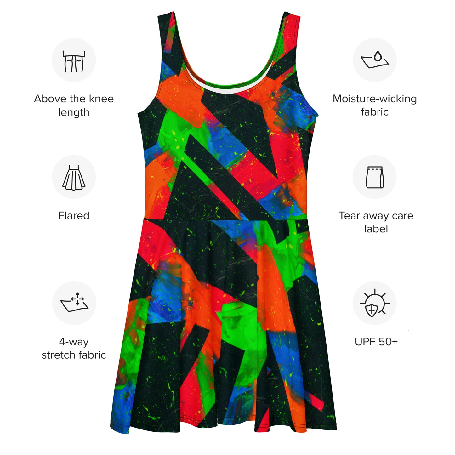 Neon Fracture Skater Dress