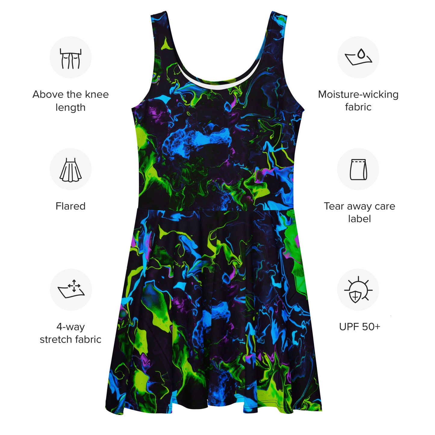Neon Vapors 2 Skater Dress