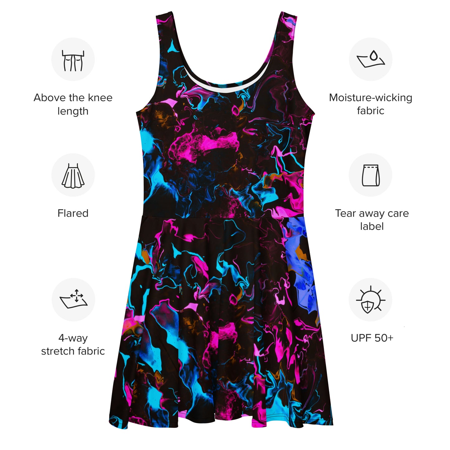 Neon Vapors 3 Skater Dress