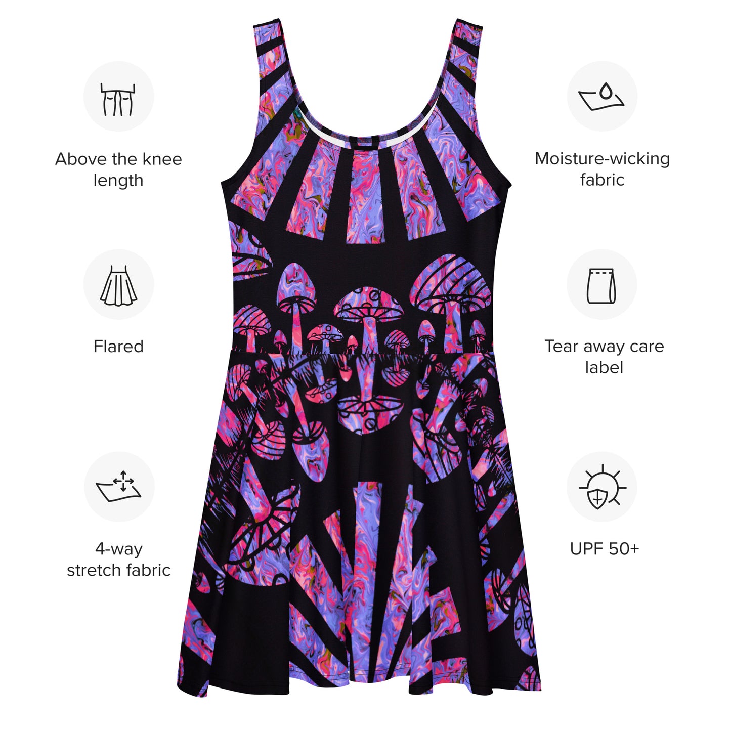Sunshine & Shrooms (Purple) Skater Dress