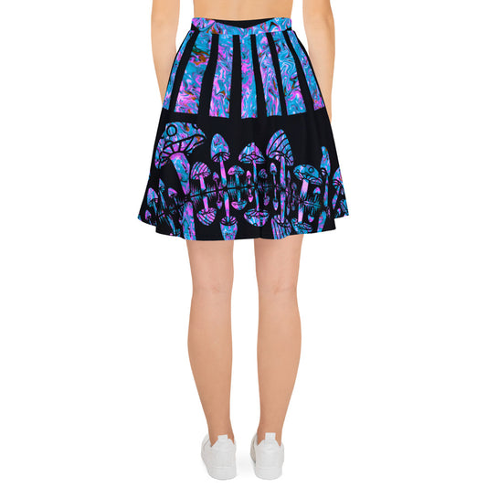 Sunshine & Shrooms (Blue) Skater Skirt