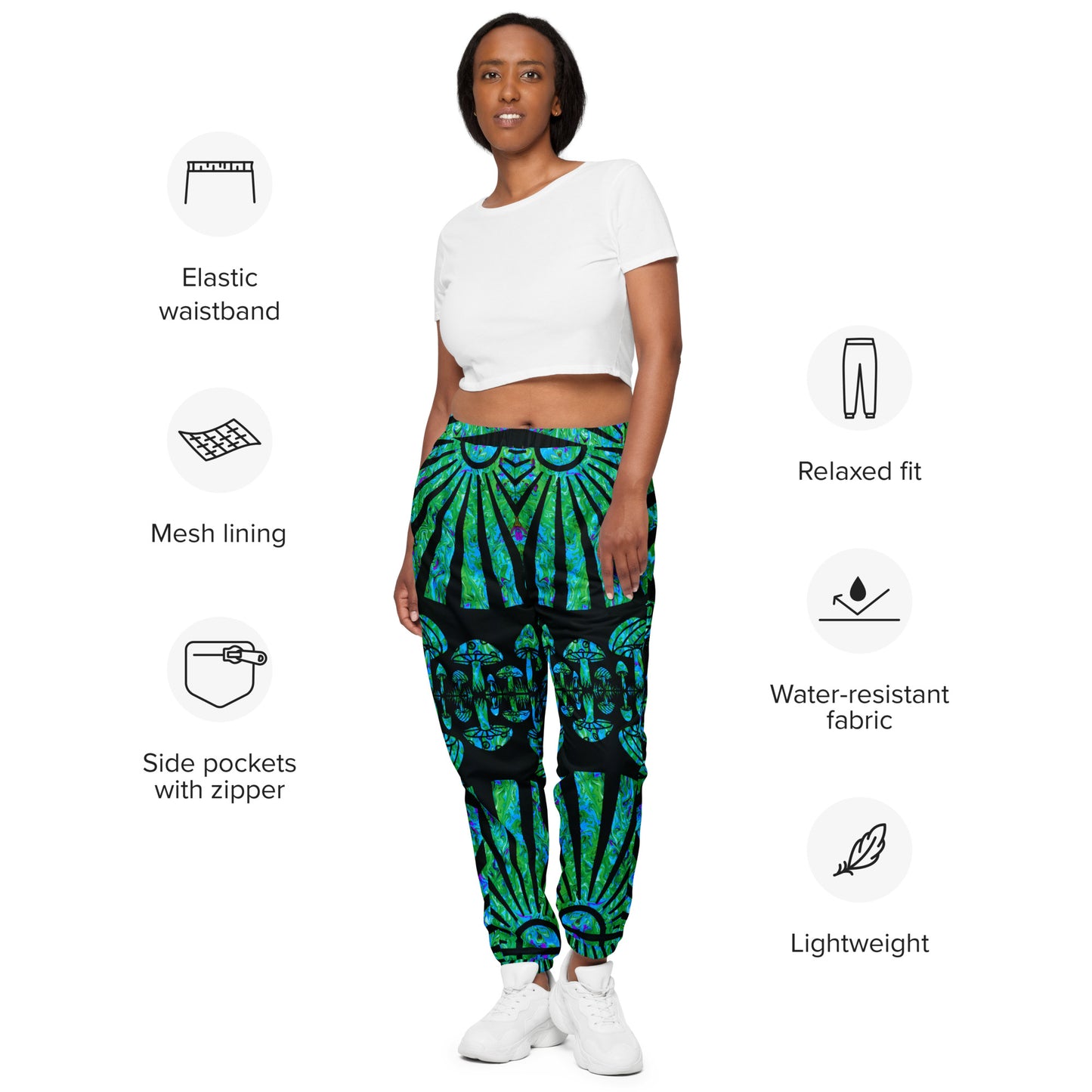 Sunshine & Shrooms (Green) Unisex Track Pants