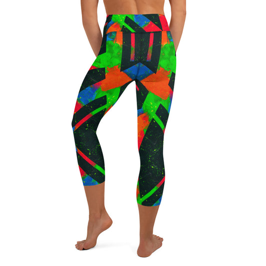 Neon Fracture Yoga Capri Leggings