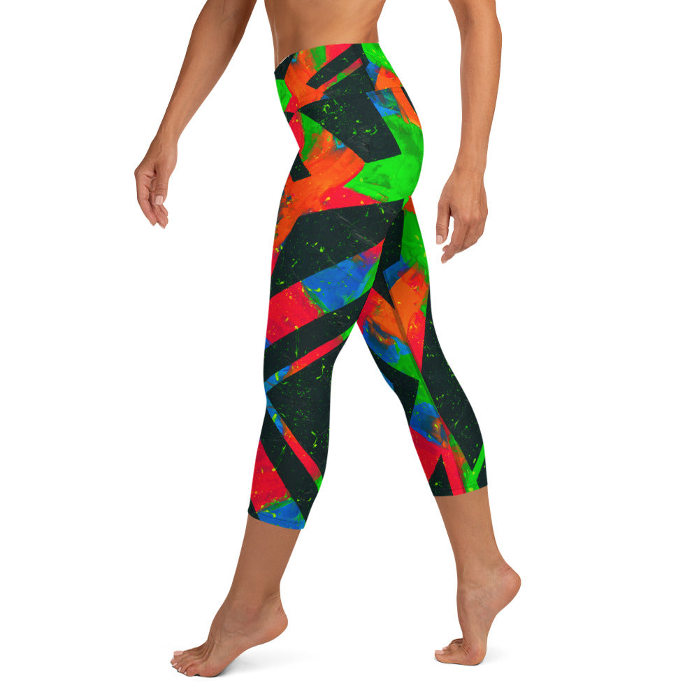 Neon Fracture Yoga Capri Leggings