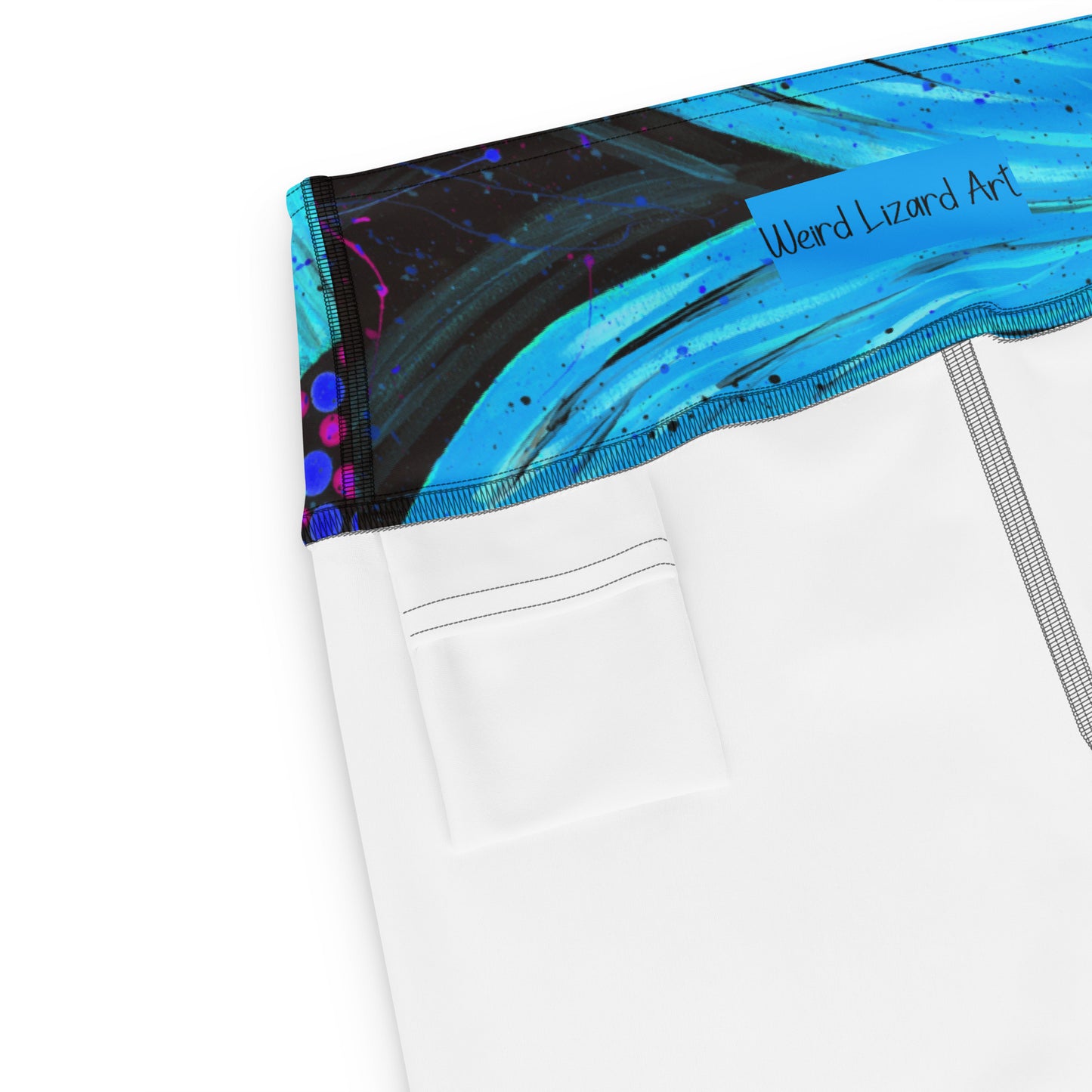Neon Light Blue Flower Yoga Capri Leggings