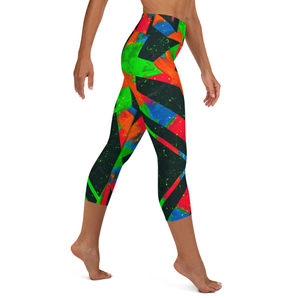 Neon Fracture Yoga Capri Leggings